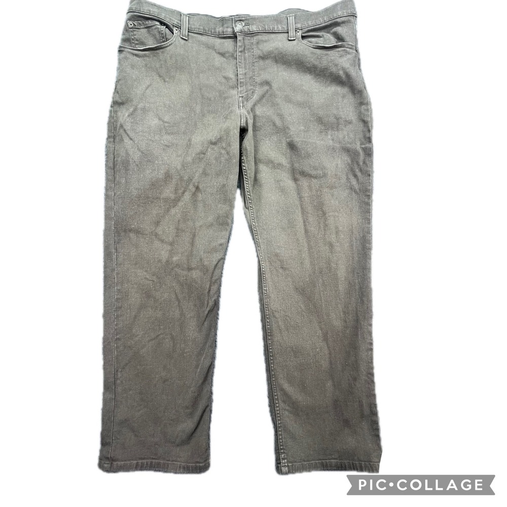 LL‎ Bean Beanflex Mens Green Denim Jeans Relaxed Fit Casual Pants Size 42x29